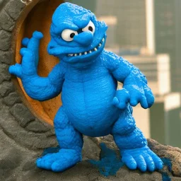 mix Smurf and Godzilla