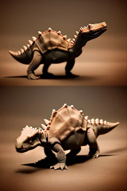 Baby stegosaurus in sepia tones with a vignette