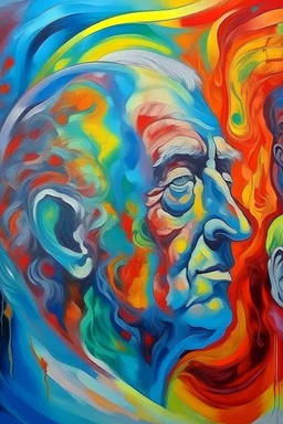 Psychoanalytic phantasy. Oil painting to feel good and free