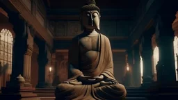 buddha speaking in monastery cinematic