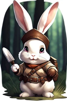 Cute chubby bunny floppy ears adventurer dnd art realism