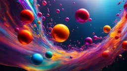 1142. Colourful immiscible liquid globules floating in weightlessness, liquid medium, mixed, distorted, spectacular, strange globular shapes, wild, fantasy, futuristic, artistic, attractive, beautiful lighting, attractive composition, photorealistic, extremely detailed, chiaroscuro