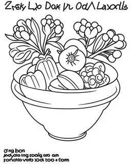 outline art for bold and easy coloring pages with A very simple and super minimal design featuring a bowl of fruit on a table., white background, sketch style, fully body, only use outline, cartoon style, clean line art, white background, no shadows and clear and well outlined