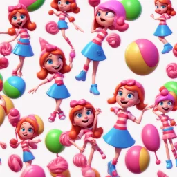 candy girl teenager, stylized 3d. pixar, cartoon