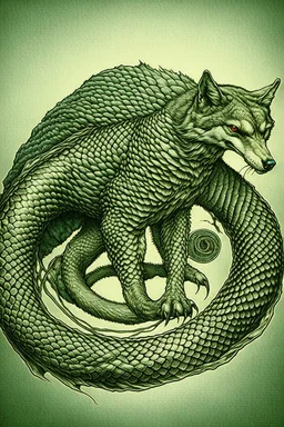 wolf with a snake instead of tail