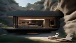An ultra realistic hyper detailed crisp photo of a exquisite home in a cave system, 3d with depth of field, shadows and light, octane rendered, ambient lighting
