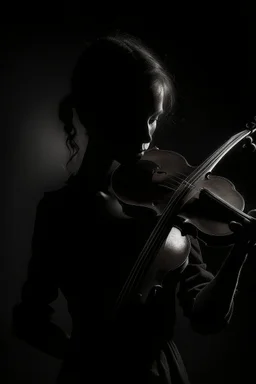 A dark shadow with a violin, controlling the souls of people