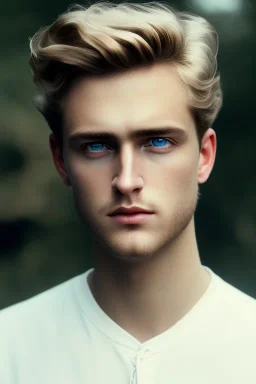 Angry eyes of young aristocratic man, Blonde hair, blue scarry eyes, clear glasses, knowlegable, Alexandre cabanel styl, cinematography, photorealistic, Cinematic, Color Grading, Ultra-Wide Angle, Depth of Field, hyper-detailed, beautifully color-coded, insane details, intricate details, beautifully color graded, Cinematic, clay model, Depth of Field, sepia