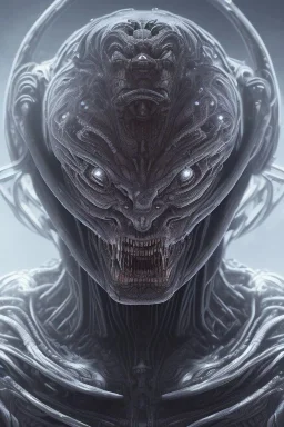 evil berserker, alien, tron, head, bitcoin eyes, 8k, finely detailed, dark light, photo realistic, hr giger