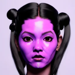 perfect symmetry, cyber droid Rosalía artist, black eyeliner, cyberpunk, samurai helmet, pigtails hair, gold, pink, geisha, led lights, fog, rain, latex, soft color, highly detailed, art stations, concept art, smooth, unreal engine 5, god rays, ray tracing, RTX, lumen lighting, ultra detail, volumetric lighting, 3d, finely drawn, high definition, high resolution.