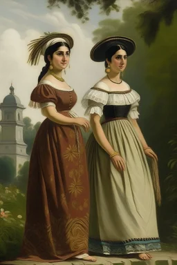 2 mexican woman painting neoclassism standing