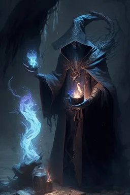 dark ancient mage preserving his life through unnatural means in ritual