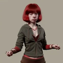 Full body Red hair halfling girl