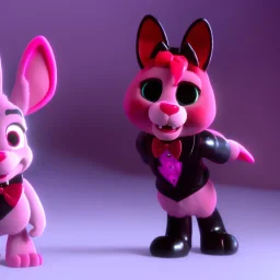 They have a red bow tie, much like Mangle and Bonnie, and long, sharp pink nails. Unlike Foxy's other known counterparts (excluding the Nightmare counterparts), Funtime Foxy has five fingers. They have three black buttons on each of their shins.