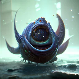 fluid ink angler fish creature, unreal engine 5, 8k resolution, photorealistic, ultra detailed