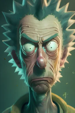 A portrait of Rick from Rick and Morty