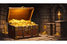 dnd, fantasy, watercolour, large strokes, stylistic, dungeon, chests full of gold, opulent, grandiose