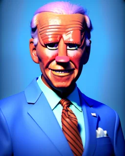 Waist up Portrait, joe Biden as muppet Sesame Street, Blue suit retro style, photo studio, city background, unreal engine 5, concept art, art station, god lights, ray tracing, RTX, lumen lighting, ultra detail, volumetric lighting, 3d.