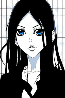 A brunette goth girl, in the style of Tite Kubo's Bleach