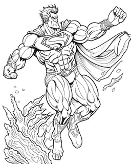 real massive superman fight, coloring page, no leaves, full body (((((white background))))), only use an outline., real style, line art, white color, clean line art, white background, Sketch style