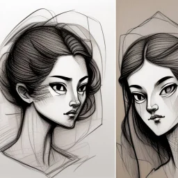 a drawing of two women's sketched on paper, in the style of quirky expressions, rusticcore, chiaroscuro sketches, yosuke ueno, rough clusters, close up, comical caricatures