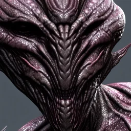 Scary humanoid alien with dark rough skin with scales, concept art, hyper realistic, photorealistic