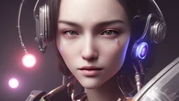 4k, hyper-realistic, Ultra-HD, Ray-tracing, cyberpunk, cybernetics, Asian, Female, short