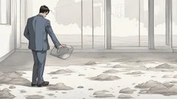 صوره لشخص يضهر الكئابه عليه وهو يضر الا الارض ولابس بدلي رسميه