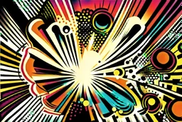 Draw an abstract picture in DISCO style. The picture should resemble the style of a comic book or vector graphics.