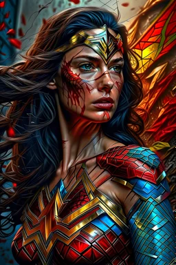 Fhoto reality,Raw, spiderman as wonder woman, Warhol, digital art, intricate details, powerful composition, captivating, , trending on artstation, sharp focus, studio photo, intricate details, highly detailed, by addie_digi