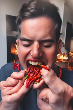 Eating a very hot chilli