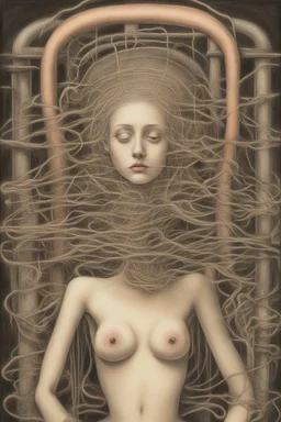 unsated lust on tech can lead to an untimely death; Surrealism; pastel pencils over black ink