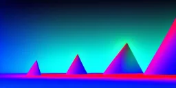 3d rendering. Abstract futuristic neon background. Fantastic landscape with glowing geometric triangular frame and mountains