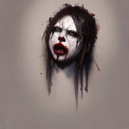 Greg Rutkowski, WLOP, Artgem, a photorealistic dramatic hyper-realistic crying creepy clown girl painting with crystal black eyes, elegantly beautiful dynamic shadows, Artstation,concept design art, Octane render,8K