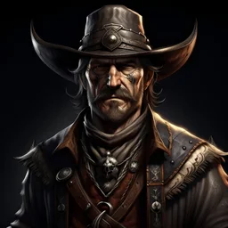 wild west fantasy character realistic grimdark