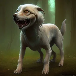 dog skinwalker creature coming to eat your brains in a dark forest