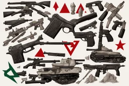 palestine guns and upside down red triangle soviet style