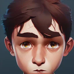 Portrait of a handsome brown haired little warlock kid by Jim Kay