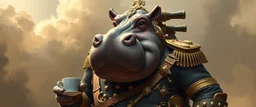 Giff Huge hippo-headed humanoid in an ornate military uniform, built like a tank. Teacup, telescope Treats absolutely everything as a military operation.