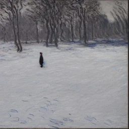 Snow field, by Claude Monet, Black and White, 4k