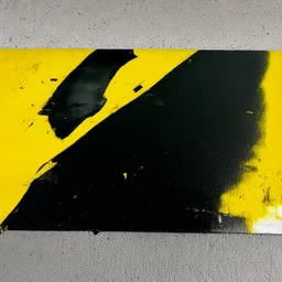 Minimal abstract oil paintings desolate 1960s carpark concrete fragments. Yellow road markings. style of Justin Mortimer and Francis Bacon.