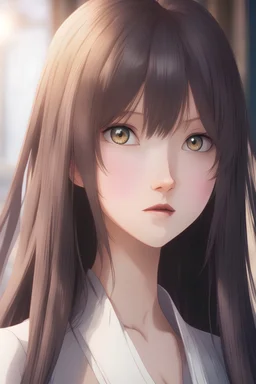 Anime, sleek straight hair, depicted in mesmerizing 4K Ultra HD, showcasing the elegance of animated beauties