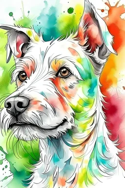 Water Color painting of Dog for coloring book cover