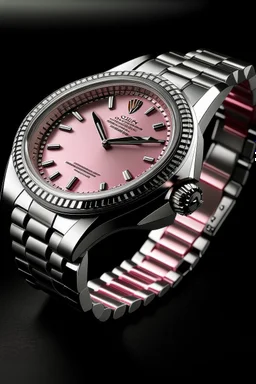 Visualize the renowned Oyster Perpetual case of a pink Rolex watch, sealing in its precision like a vault. Its timeless design is a hallmark of Rolex, a tradition of excellence that stands the test of time."