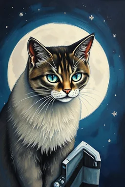 painting a cat on the moon