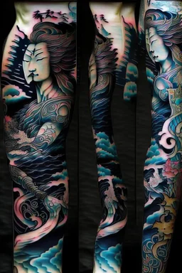 Tattoo sleeve god zodiac sign aquarius ukiyo-e