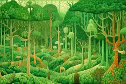 A green cybernetic forest designed in Chinese paper art painted by Georges Seurat