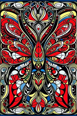 cover for coloring book ,Easy Patterns , butterfly, Calming and Unique Coloring page for Kids, and Creativity, Background of easy , with geometric patterns, a lot color , red ,black