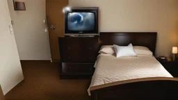 Broken TV sparking in hotel room