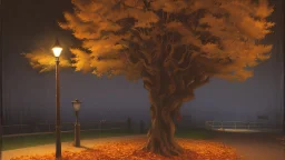 fall tree under Streetlight by Andrea del sarto